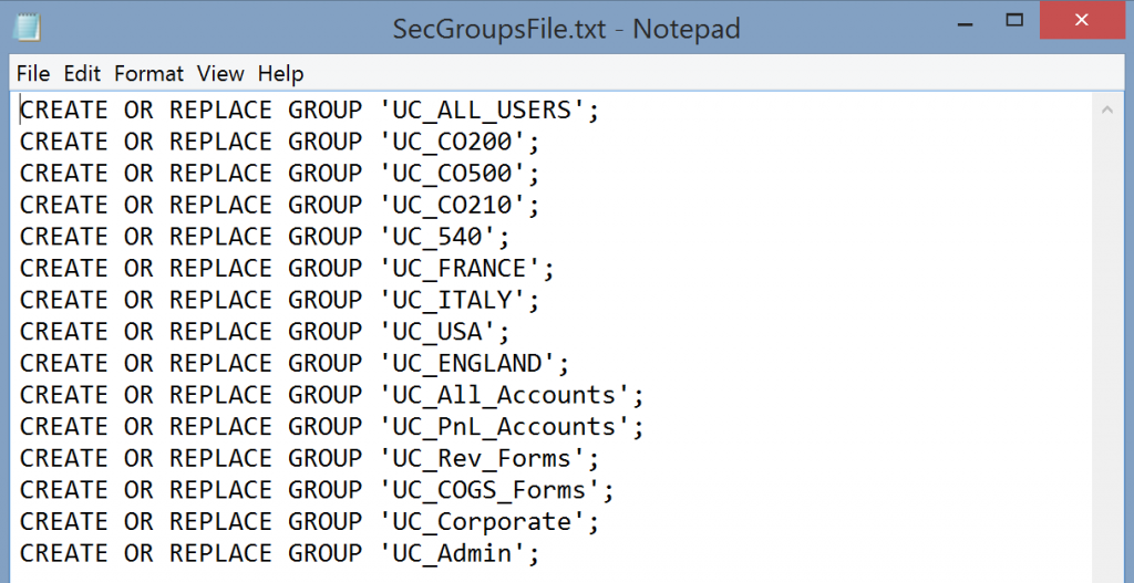 Create Planning Security Groups